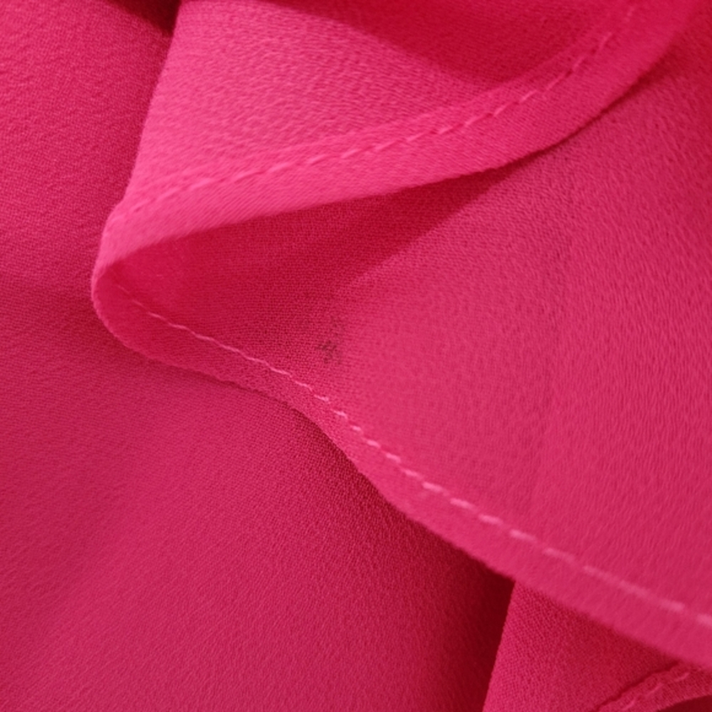 Hayley Paige Occasions Flamingo Pink Chiffon A-line Gown Ruffled V Neck, Size 22 - Picture 6 of 14